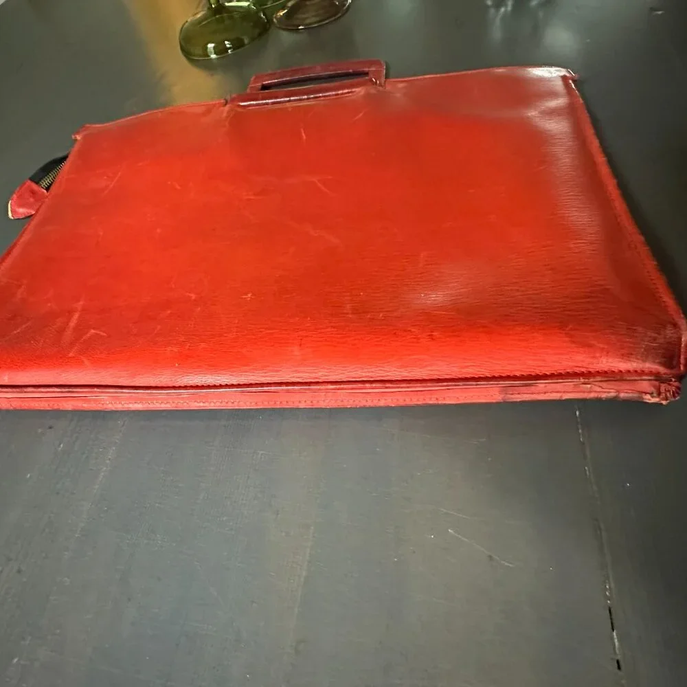 👜 Vintage Mark Cross Red Leather Briefcase / Laptop Bag